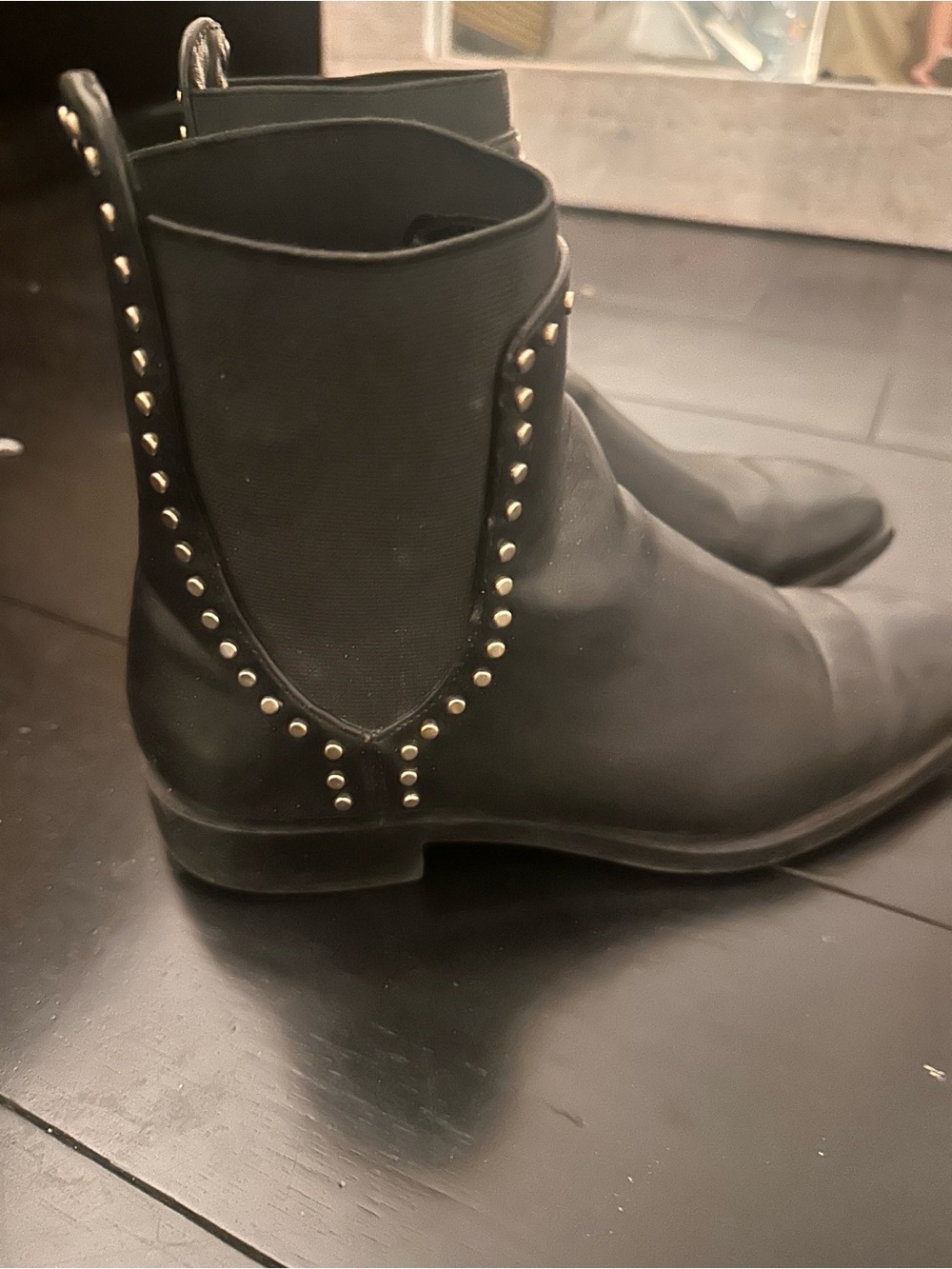 Black Studded Chelsea Boots zara 5.5
